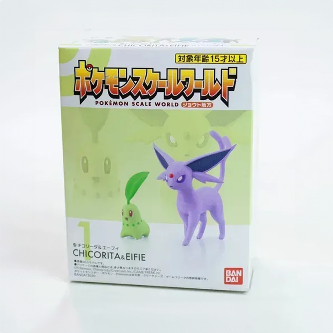 Pokémon scale Chikorita & Espeon Bandai