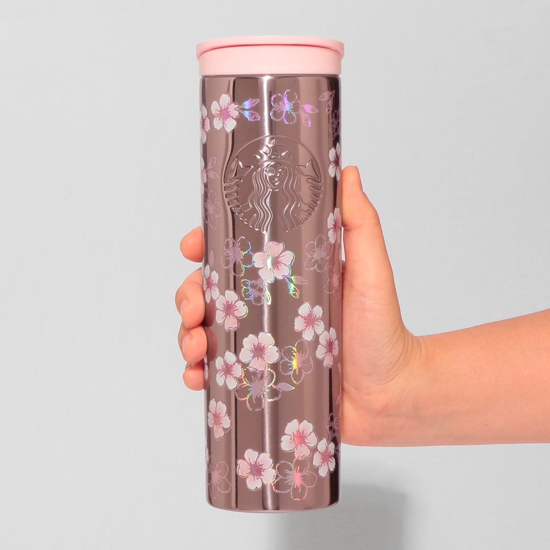 STARBUCKS SAKURA2026 Stainless Steel Bottle, Metallic Light Pink, 473ml